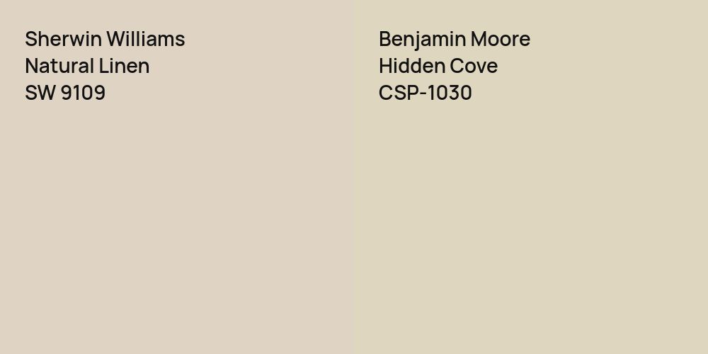 Sherwin Williams Natural Linen vs. Benjamin Moore Hidden Cove