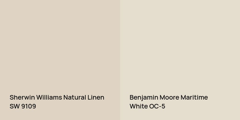 Sherwin Williams Natural Linen vs. Benjamin Moore Maritime White