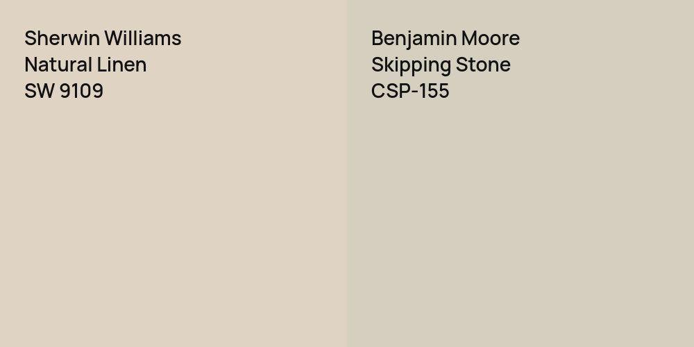 Sherwin Williams Natural Linen vs. Benjamin Moore Skipping Stone