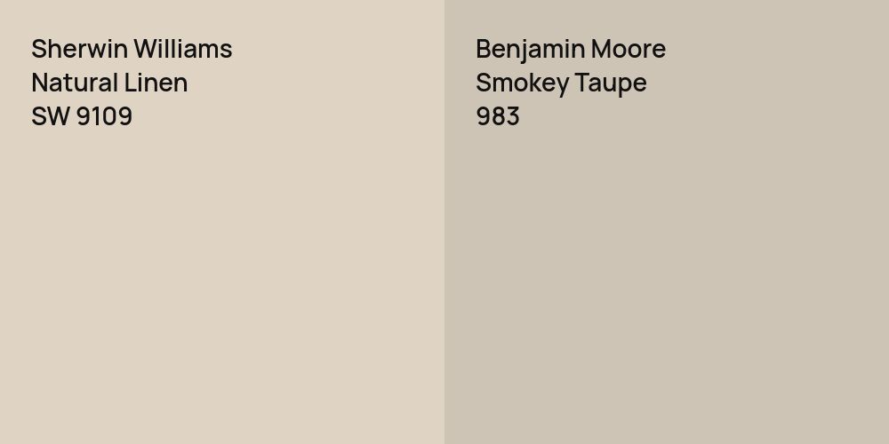 Sherwin Williams Natural Linen vs. Benjamin Moore Smokey Taupe