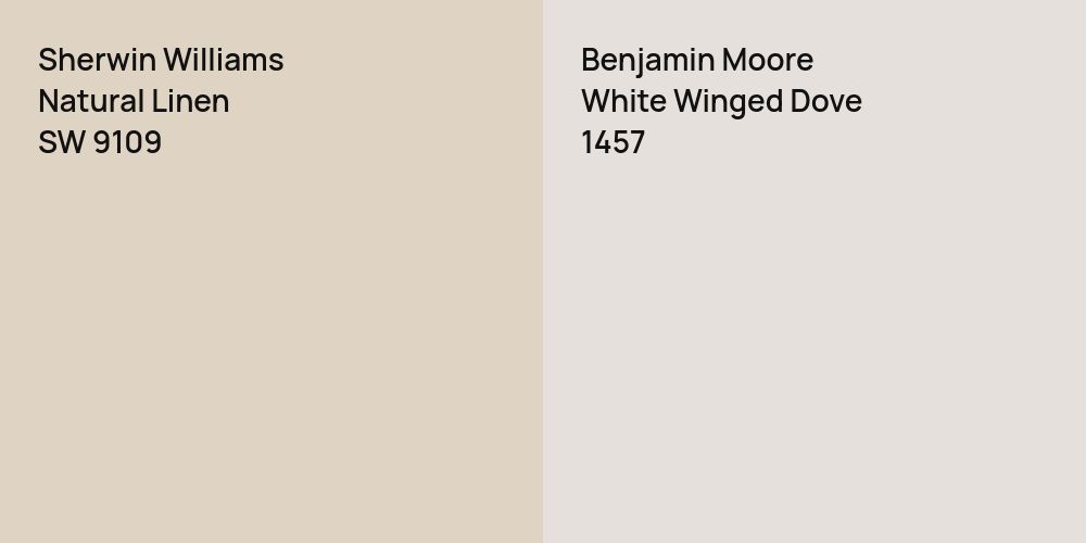 Sherwin Williams Natural Linen vs. Benjamin Moore White Winged Dove