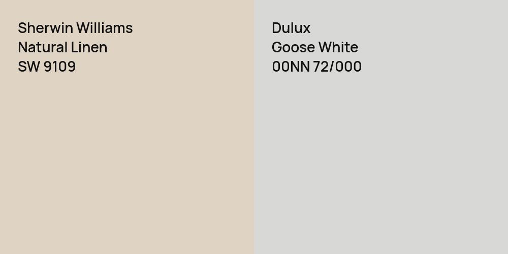 Sherwin Williams Natural Linen vs. Dulux Goose White