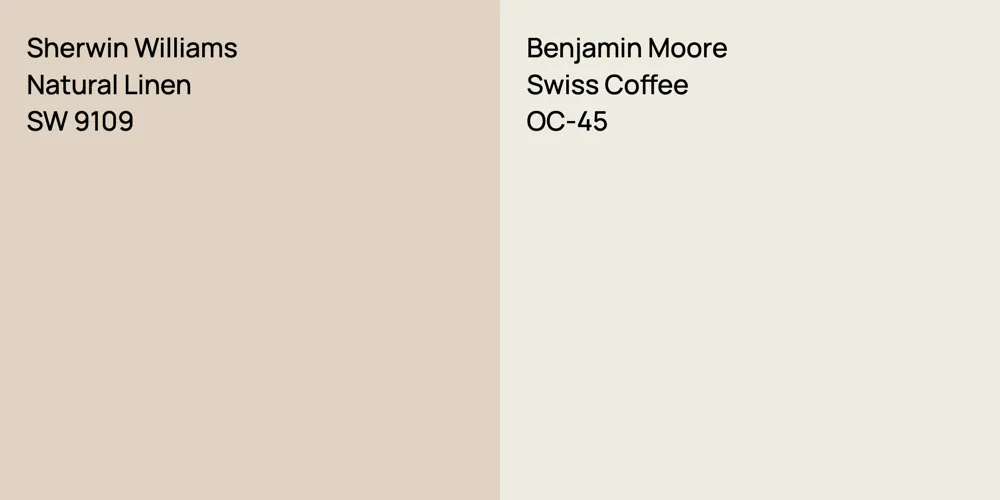 Sherwin Williams Natural Linen vs. Benjamin Moore Swiss Coffee