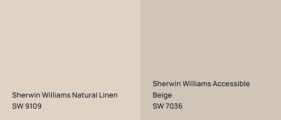 Sherwin Williams Natural Linen SW 9109 vs Sherwin Williams Accessible Beige SW 7036
