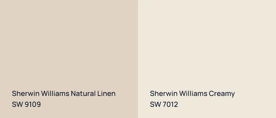 Sherwin Williams Natural Linen SW 9109 vs Sherwin Williams Creamy SW 7012