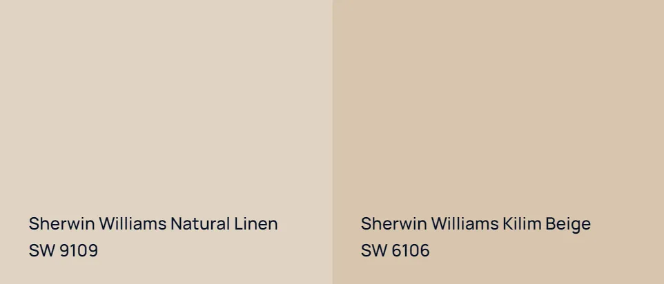 Sherwin Williams Natural Linen SW 9109 vs Sherwin Williams Kilim Beige SW 6106
