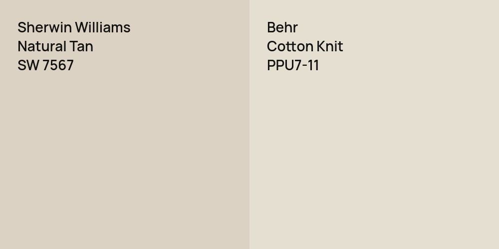 Sherwin Williams Natural Tan vs. Behr Cotton Knit