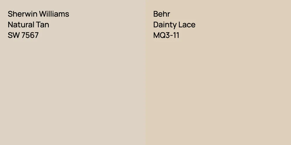 Sherwin Williams Natural Tan vs. Behr Dainty Lace