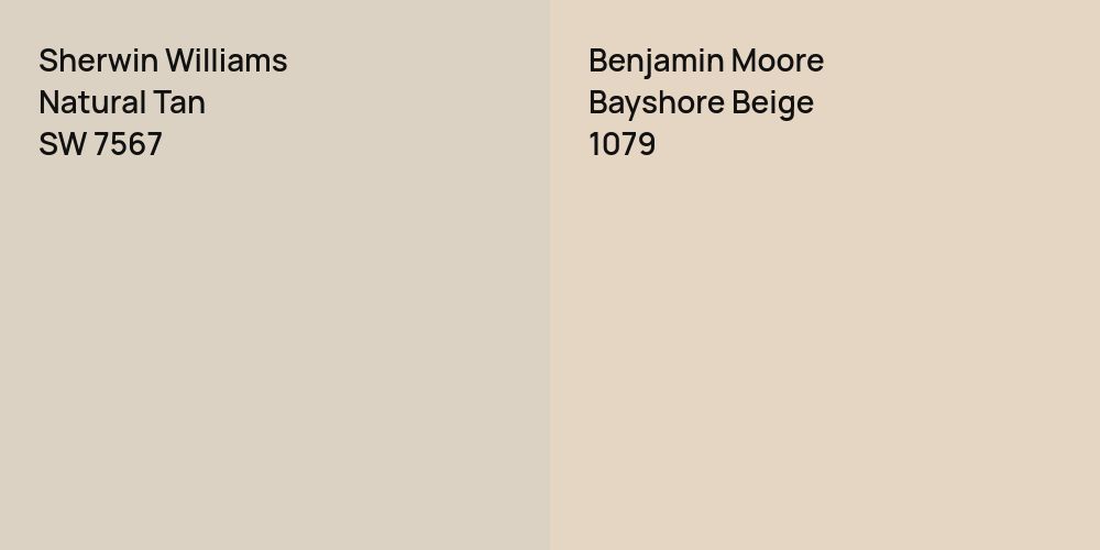 Sherwin Williams Natural Tan vs. Benjamin Moore Bayshore Beige