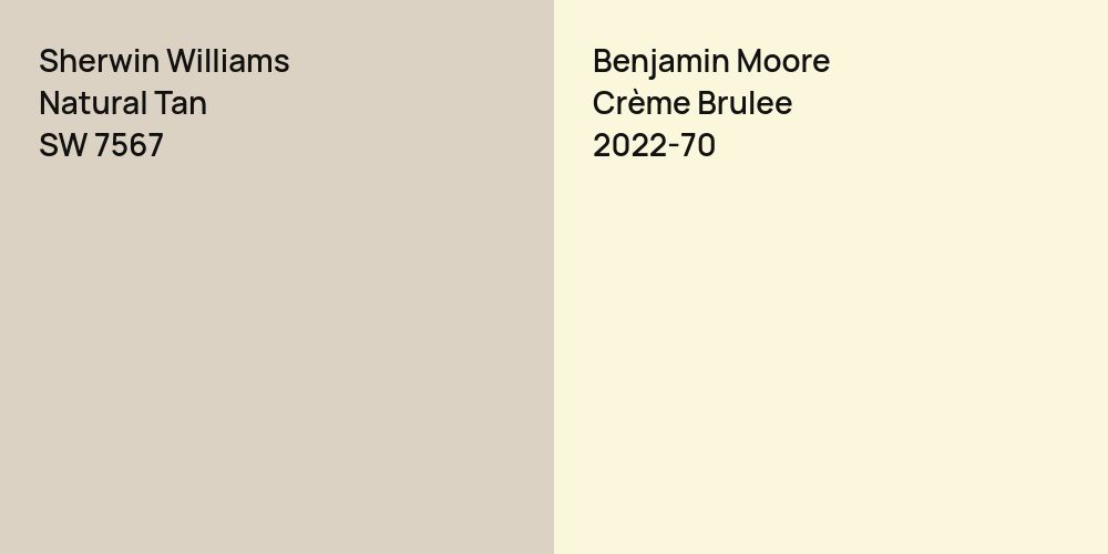 Sherwin Williams Natural Tan vs. Benjamin Moore Crème Brulee