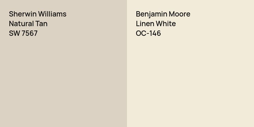 Sherwin Williams Natural Tan vs. Benjamin Moore Linen White