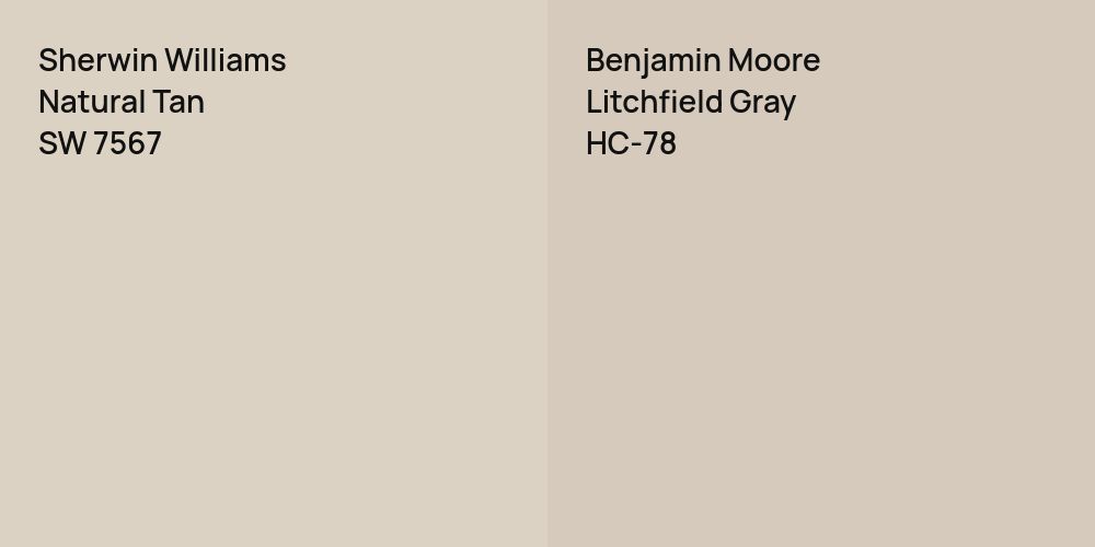 Sherwin Williams Natural Tan vs. Benjamin Moore Litchfield Gray