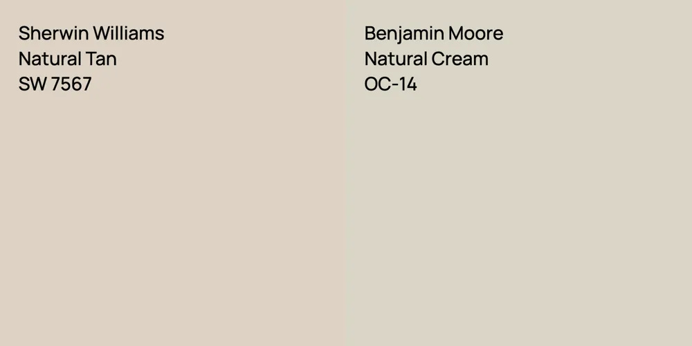 Sherwin Williams Natural Tan vs. Benjamin Moore Natural Cream