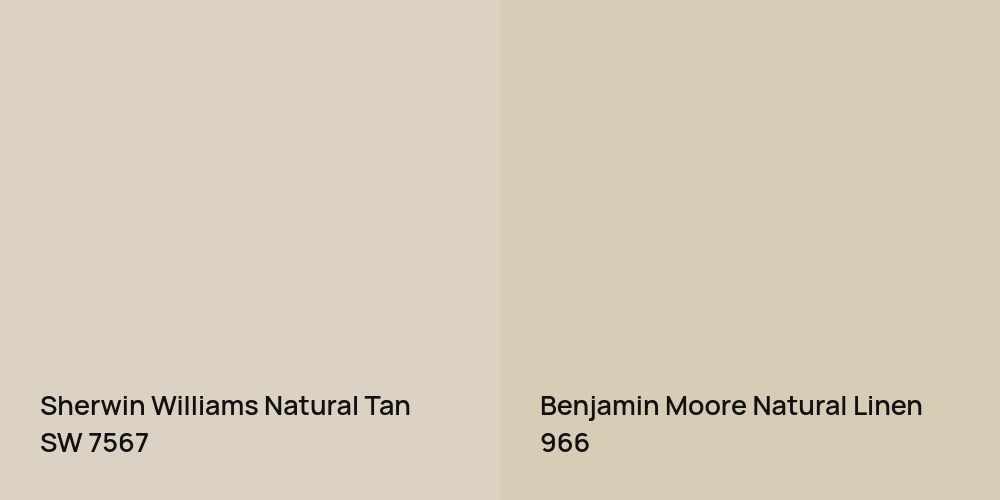 Sherwin Williams Natural Tan vs. Benjamin Moore Natural Linen