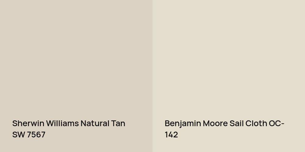 Sherwin Williams Natural Tan vs. Benjamin Moore Sail Cloth