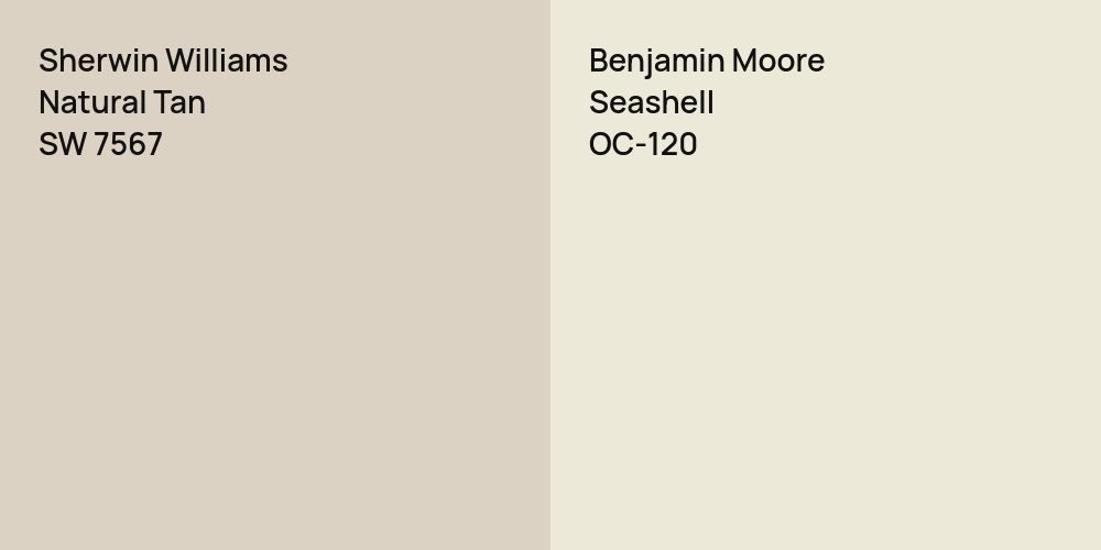 Sherwin Williams Natural Tan vs. Benjamin Moore Seashell