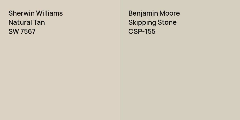 Sherwin Williams Natural Tan vs. Benjamin Moore Skipping Stone