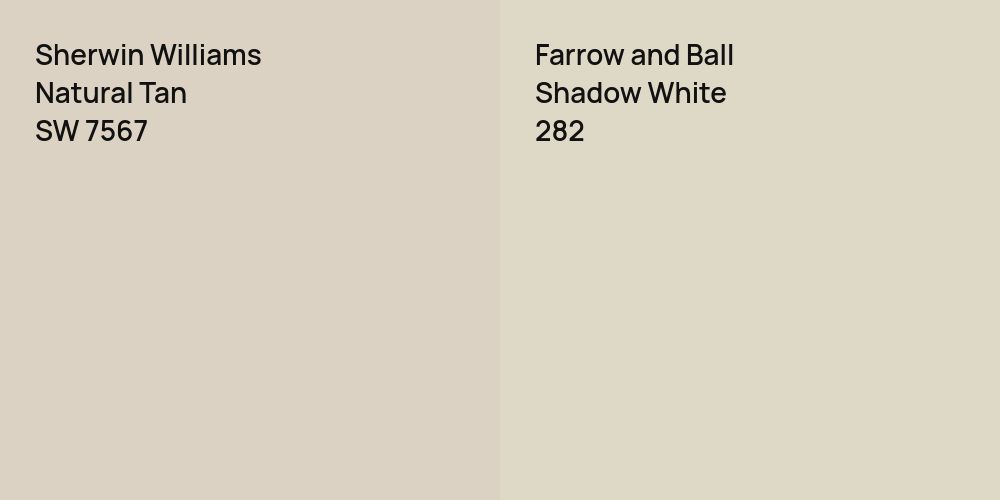 Sherwin Williams Natural Tan vs. Farrow and Ball Shadow White