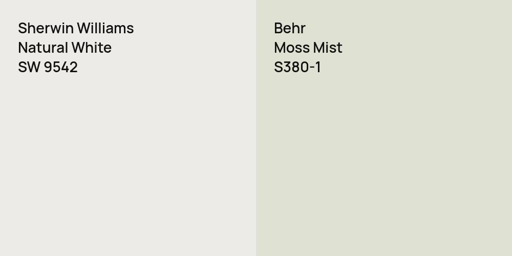 Sherwin Williams Natural White vs. Behr Moss Mist