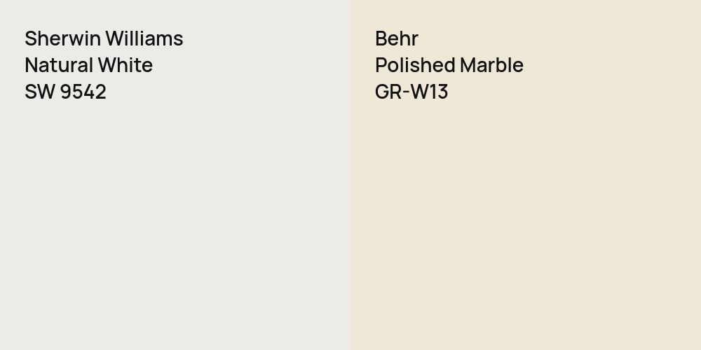 Sherwin Williams Natural White vs. Behr Polished Marble