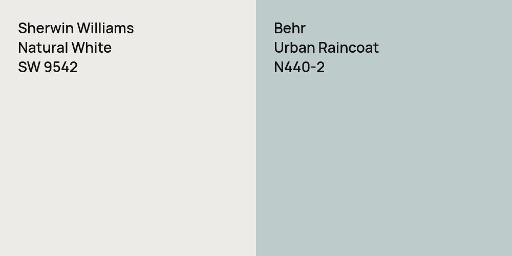 Sherwin Williams Natural White vs. Behr Urban Raincoat