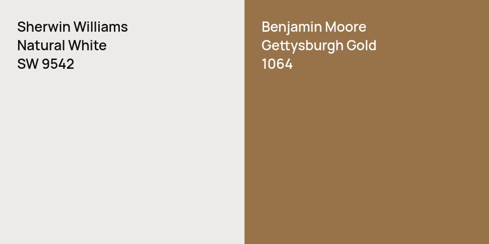 Sherwin Williams Natural White vs. Benjamin Moore Gettysburgh Gold