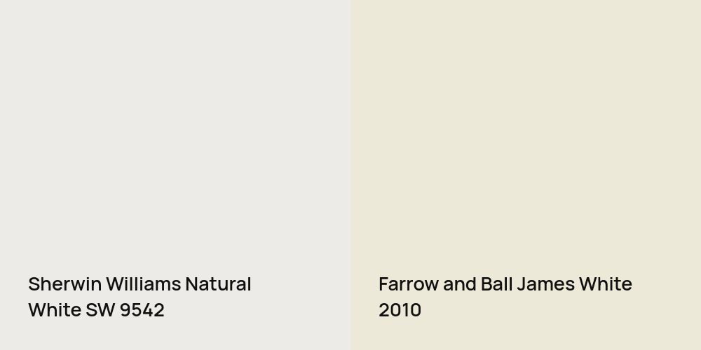 Sherwin Williams Natural White vs. Farrow and Ball James White