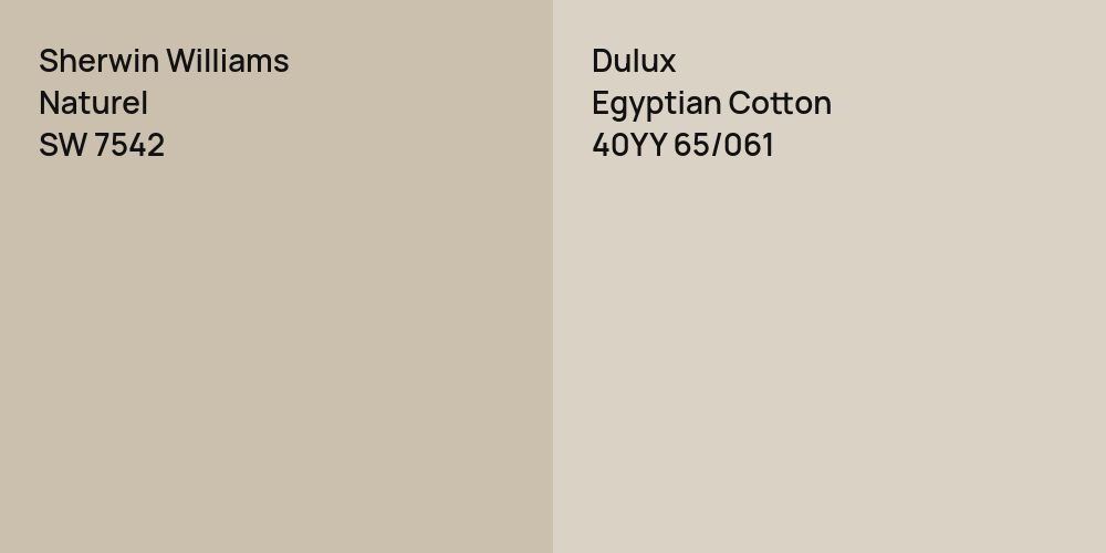 Sherwin Williams Naturel vs. Dulux Egyptian Cotton