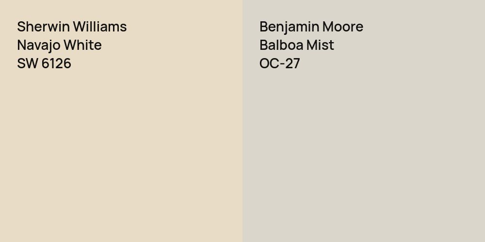 Sherwin Williams Navajo White vs. Benjamin Moore Balboa Mist