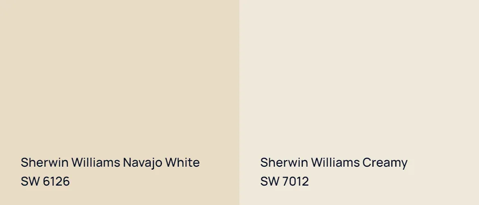 Sherwin Williams Navajo White SW 6126 vs Sherwin Williams Creamy SW 7012