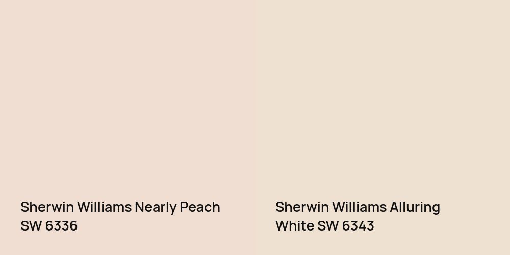 Sherwin Williams Nearly Peach vs. Sherwin Williams Alluring White