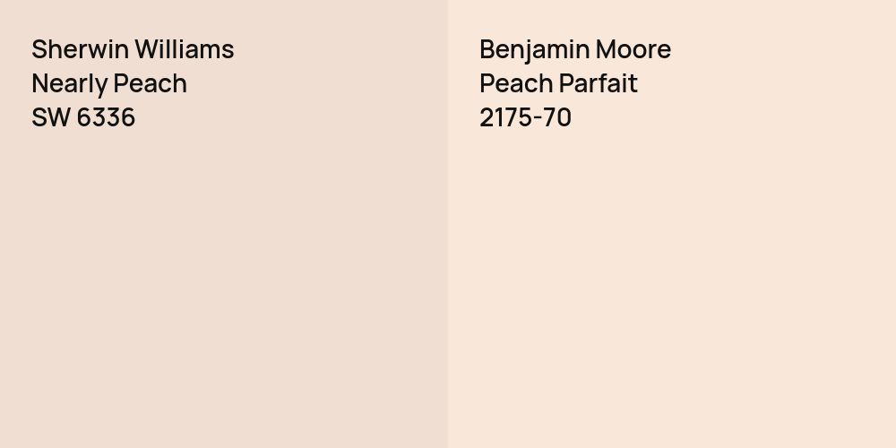 Sherwin Williams Nearly Peach vs. Benjamin Moore Peach Parfait