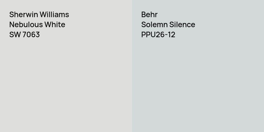 Sherwin Williams Nebulous White vs. Behr Solemn Silence