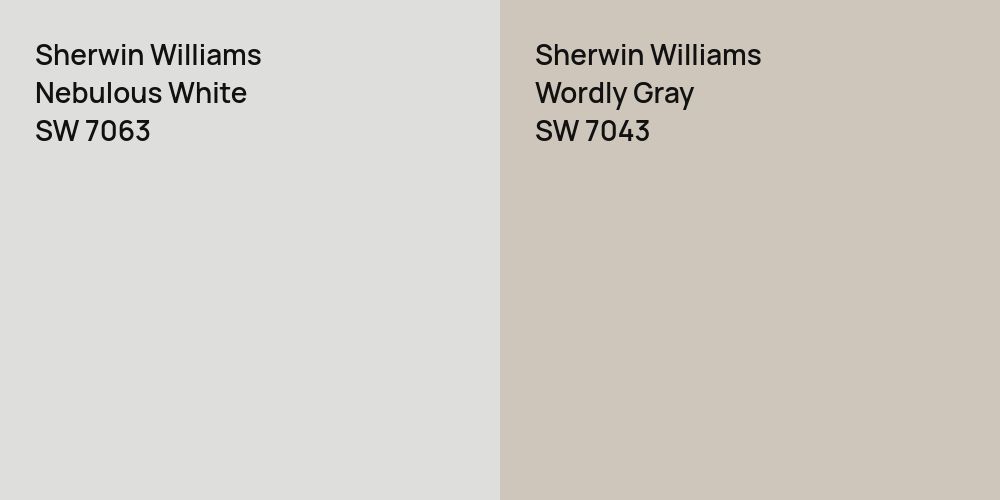 Sherwin Williams Nebulous White vs. Sherwin Williams Wordly Gray