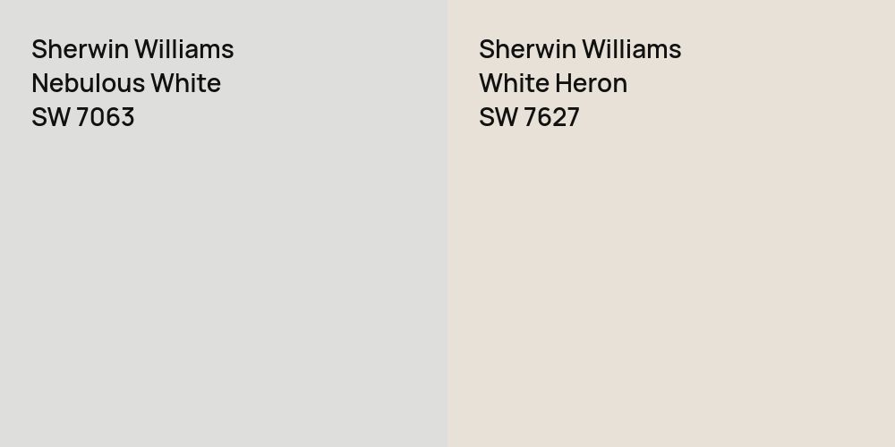 Sherwin Williams Nebulous White vs. Sherwin Williams White Heron