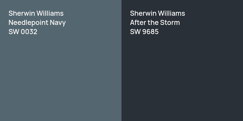 Sherwin Williams Needlepoint Navy vs. Sherwin Williams After the Storm