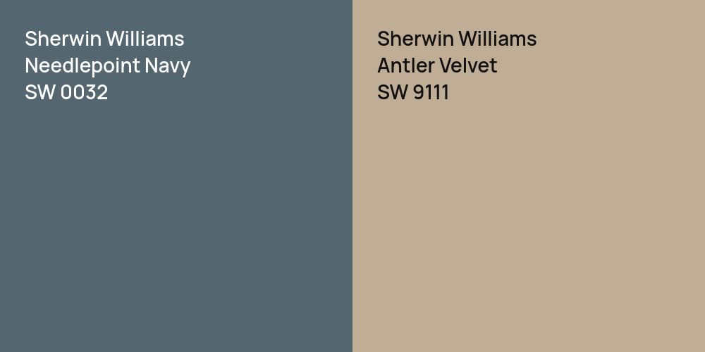 Sherwin Williams Needlepoint Navy vs. Sherwin Williams Antler Velvet