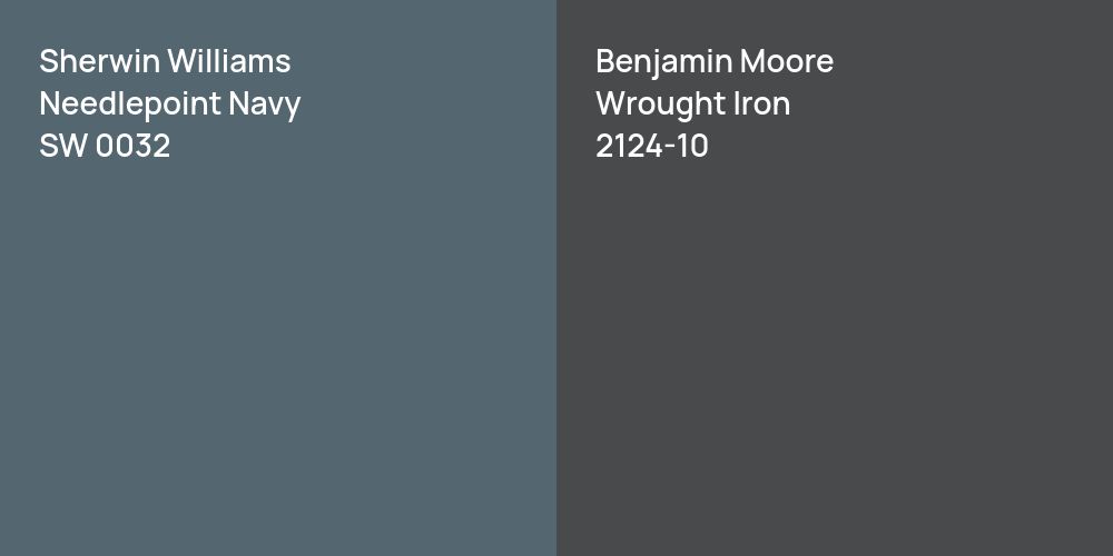 Sherwin Williams Needlepoint Navy vs. Benjamin Moore Wrought Iron