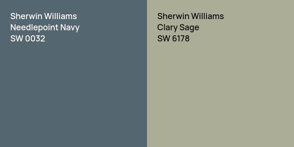 Sherwin Williams Needlepoint Navy vs. Sherwin Williams Clary Sage