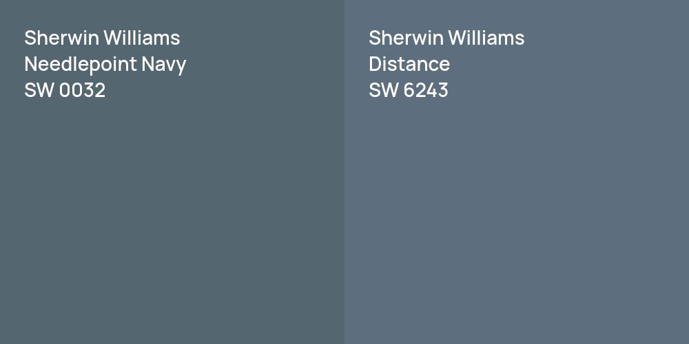 Sherwin Williams Needlepoint Navy vs. Sherwin Williams Distance