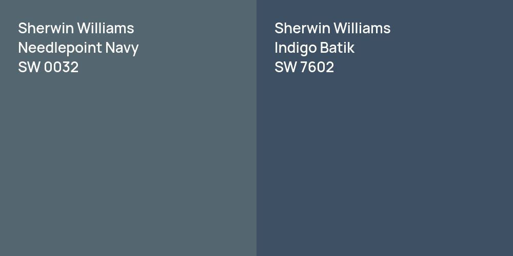 Sherwin Williams Needlepoint Navy vs. Sherwin Williams Indigo Batik