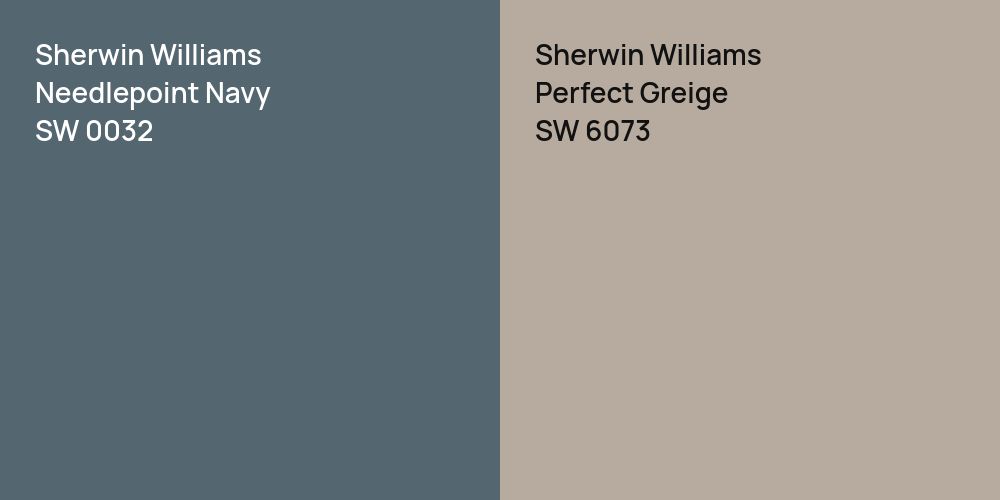 Sherwin Williams Needlepoint Navy vs. Sherwin Williams Perfect Greige