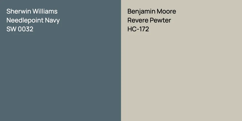 Sherwin Williams Needlepoint Navy vs. Benjamin Moore Revere Pewter