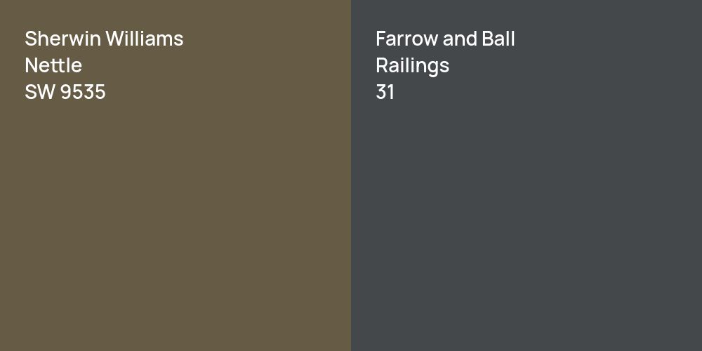 Sherwin Williams Nettle vs. Farrow and Ball Railings