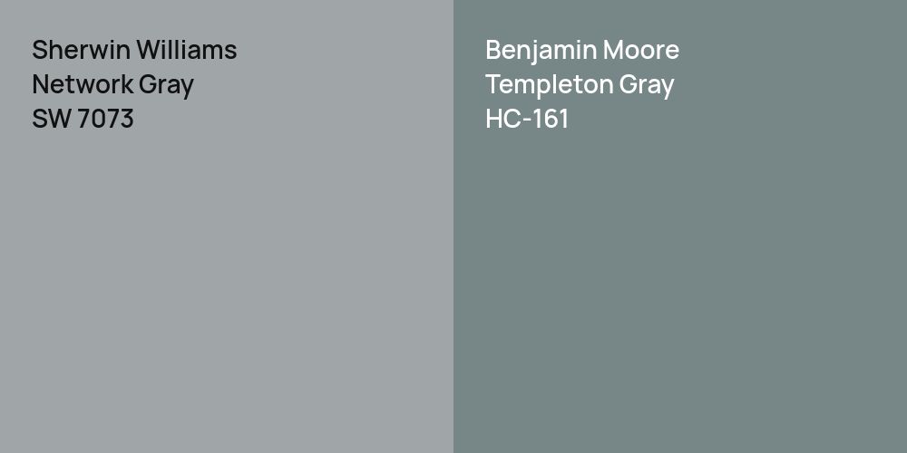 Sherwin Williams Network Gray vs. Benjamin Moore Templeton Gray