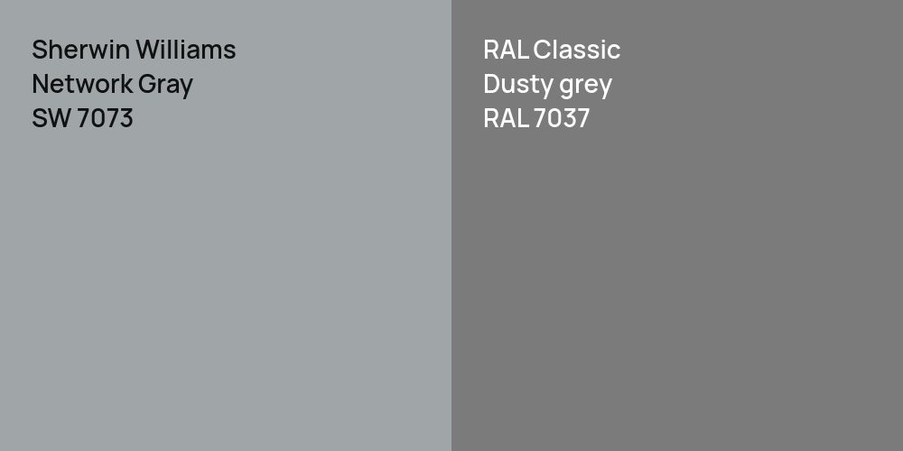 Sherwin Williams Network Gray vs. RAL Classic  Dusty grey