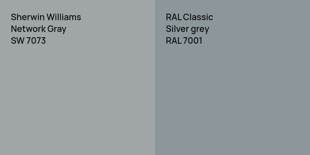 Sherwin Williams Network Gray vs. RAL Classic  Silver grey