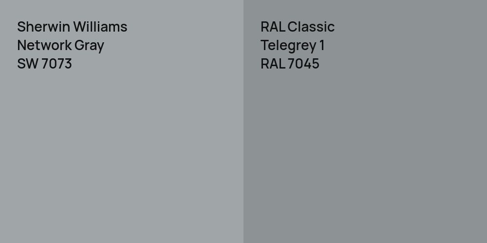 Sherwin Williams Network Gray vs. RAL Classic  Telegrey 1