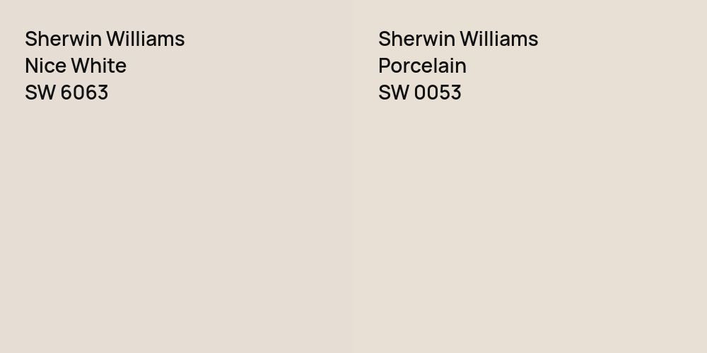 Sherwin Williams Nice White vs. Sherwin Williams Porcelain