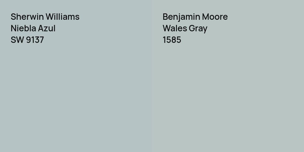 Sherwin Williams Niebla Azul vs. Benjamin Moore Wales Gray